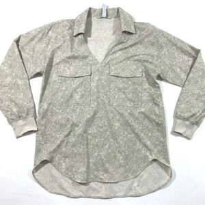 Athleta Zuma Printed Blouse Size Medium Viper Long Sleeve